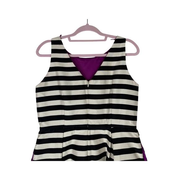 White House Black Market White Black Stripe Sleeveless Fit & Flare Dress Size 10 - Picture 5 of 8